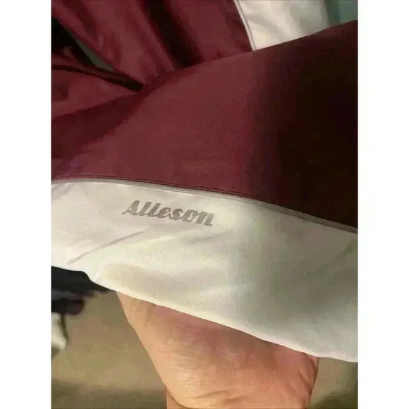 Alleson Women’s Large Track Suit Burgandy Stripped Pockets Zip - Picture 8 of 16